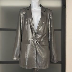 Anthropology metallic light summer blazer
